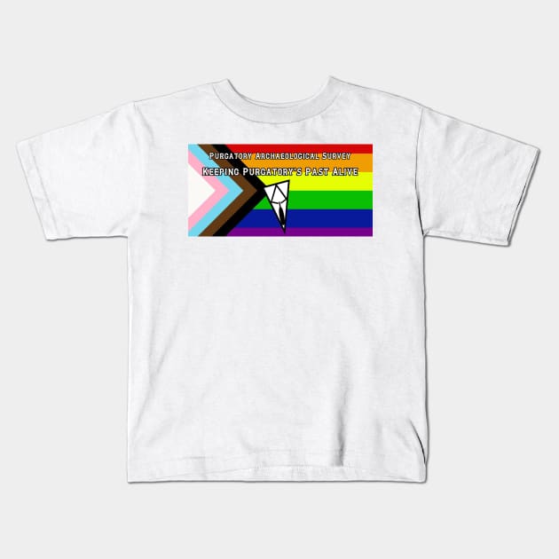 PAS Pride Text Kids T-Shirt by PurgatoryArchaeologicalSurvey